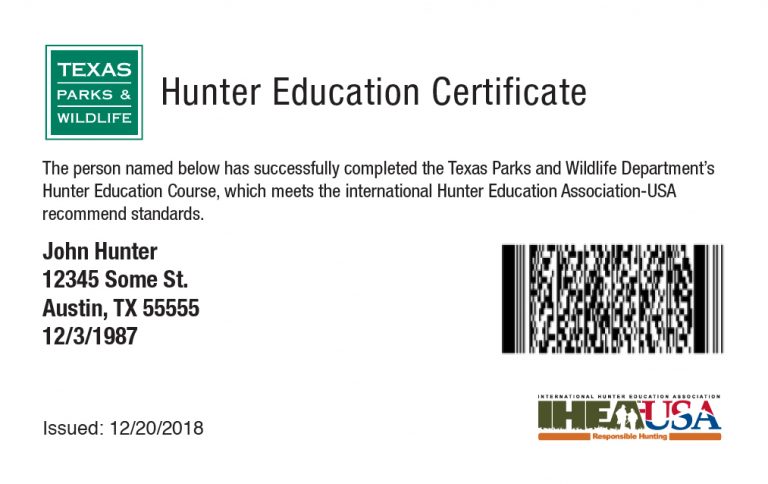 Replacement Of Lost Damaged Hunter Education Card TX Hunter Education